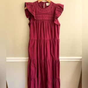 Burgundy Universal Threads Maxi dress, size XS, cap sleeves